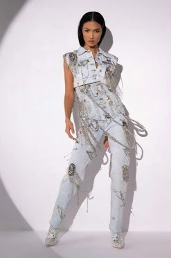 HOUDINI EMBELLISHED WIDE LEG JEAN 25 HOUDINI EMBELLISHED WIDE LEG JEAN -AKIRA Sales Shop houdini embellished wide leg jean light blue 7 7
