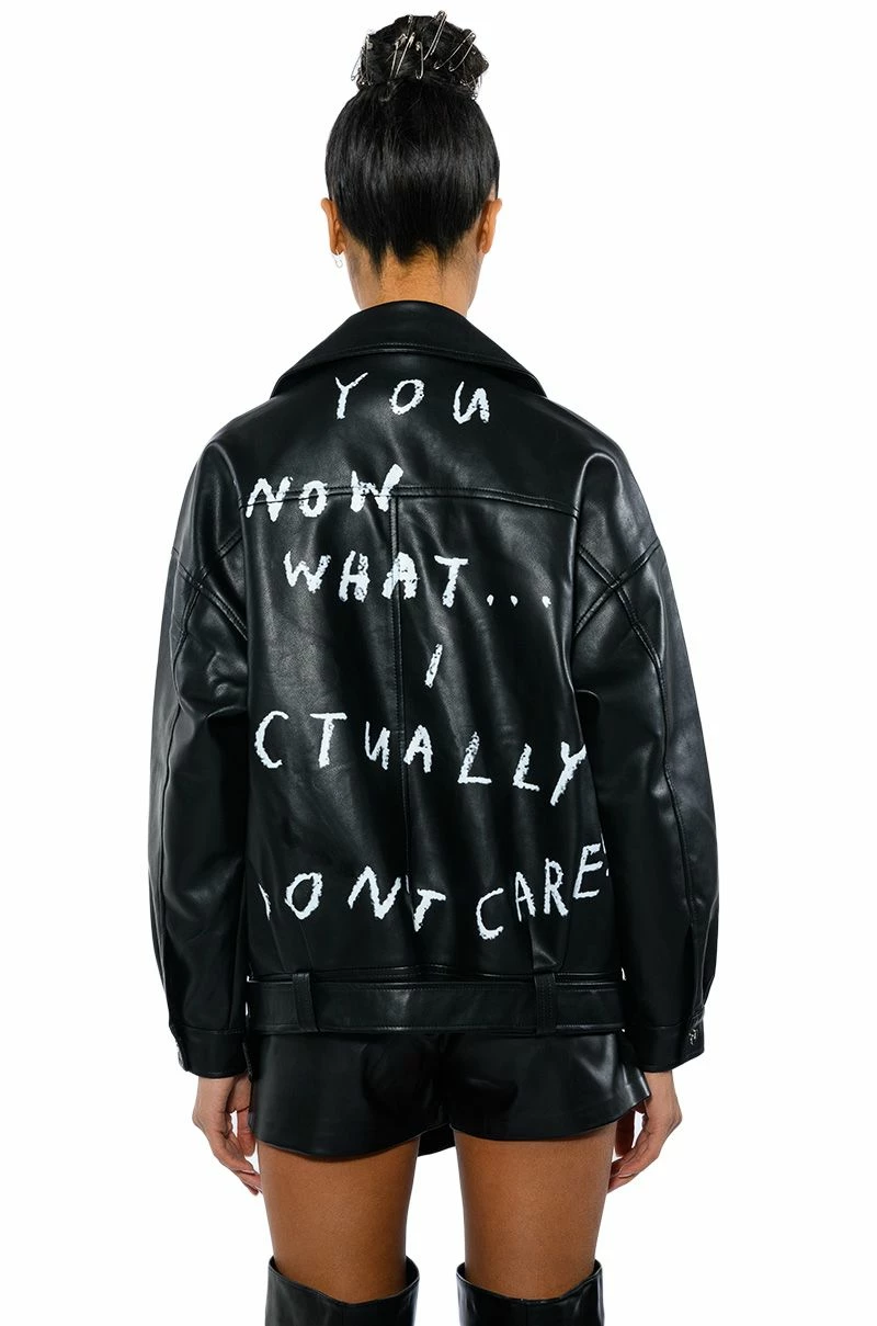 I ACTUALLY DO NOT CARE OVERSIZED MOTO JACKET - Image 10