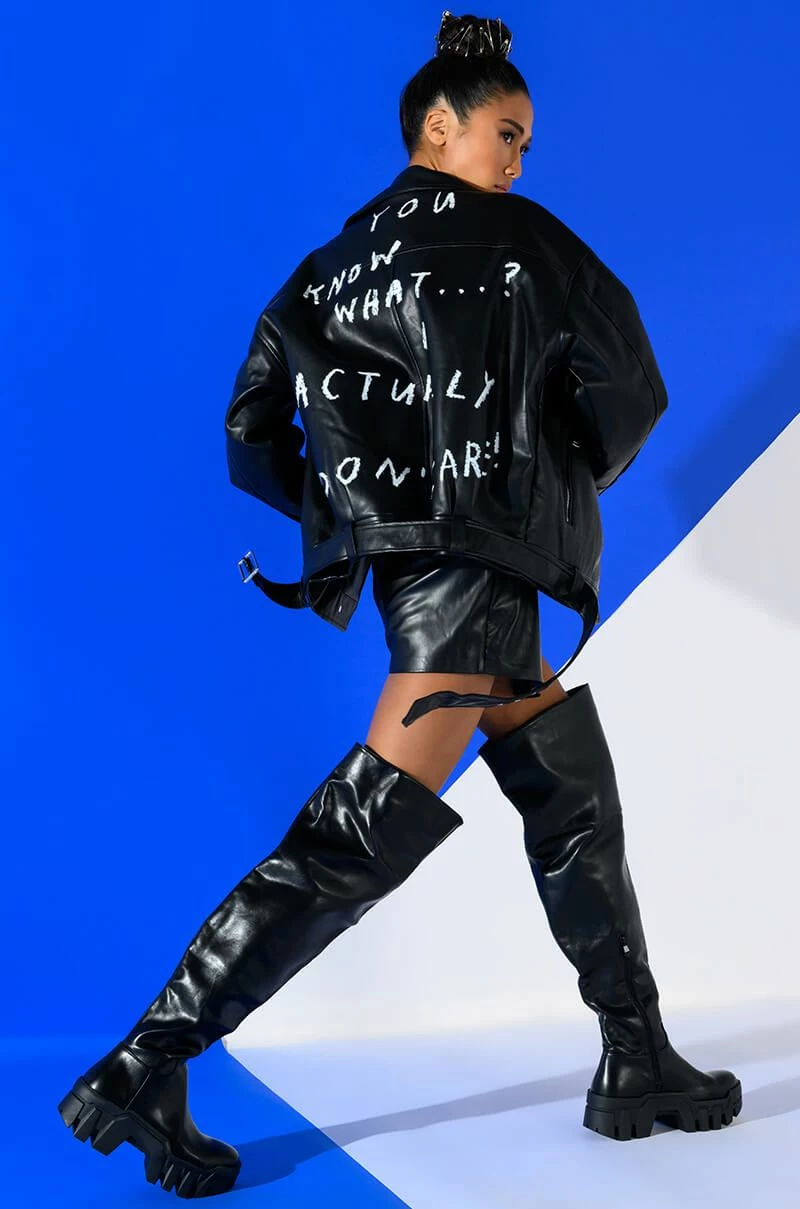 I ACTUALLY DO NOT CARE OVERSIZED MOTO JACKET - Image 2