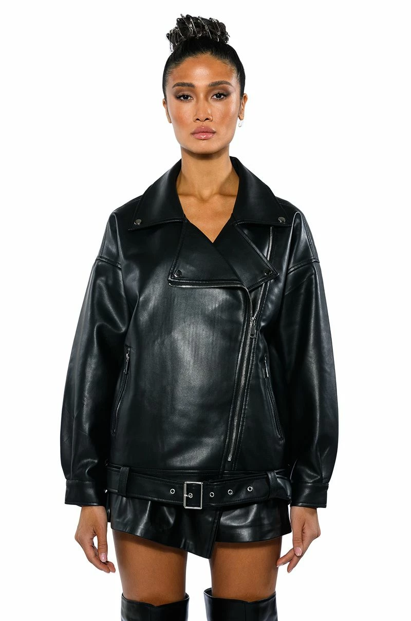 I ACTUALLY DO NOT CARE OVERSIZED MOTO JACKET - Image 6