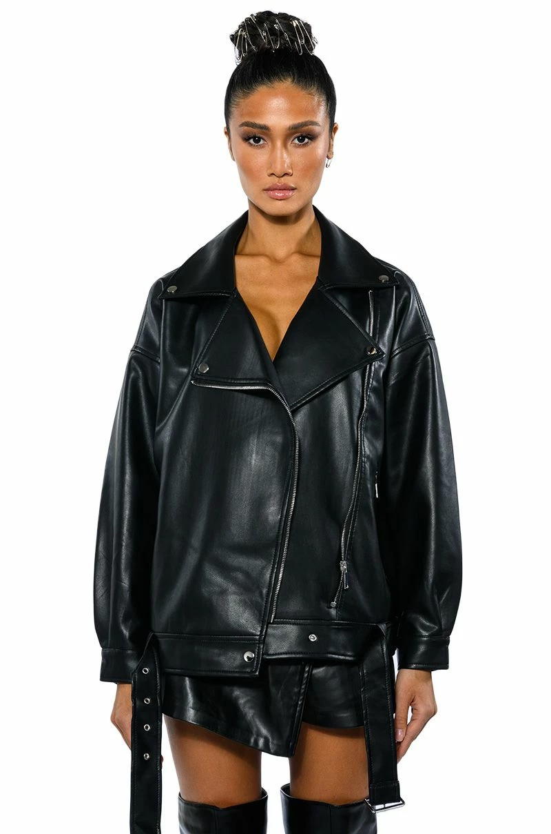 I ACTUALLY DO NOT CARE OVERSIZED MOTO JACKET - Image 7