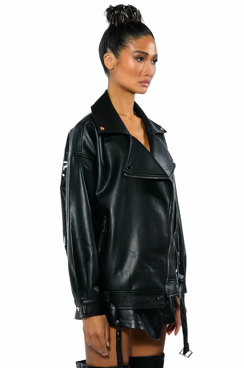 I ACTUALLY DO NOT CARE OVERSIZED MOTO JACKET - Image 8
