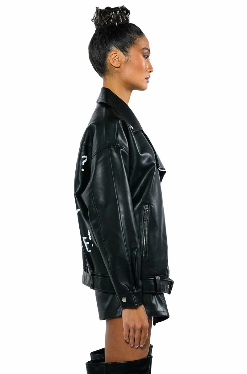 I ACTUALLY DO NOT CARE OVERSIZED MOTO JACKET - Image 9