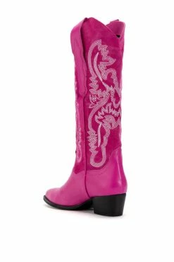 GENUINE LEATHER IGGY METALLIC WESTERN STYLE BELOW THE KNEE BOOT IN FUCHSIA -AKIRA Sales Shop iggy metallic western style below the knee boot in fuchsia fuchsia 4 4
