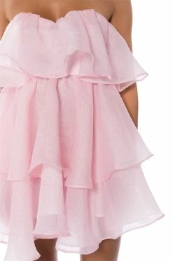 IN MY OWN FAIRYTALE STRAPLESS RUFFLE MINI DRESS IN LIGHT PINK -AKIRA Sales Shop in my own fairytale strapless ruffle mini dress in light pink light pink 10 10