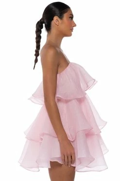IN MY OWN FAIRYTALE STRAPLESS RUFFLE MINI DRESS IN LIGHT PINK -AKIRA Sales Shop in my own fairytale strapless ruffle mini dress in light pink light pink 8 8