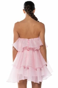 IN MY OWN FAIRYTALE STRAPLESS RUFFLE MINI DRESS IN LIGHT PINK -AKIRA Sales Shop in my own fairytale strapless ruffle mini dress in light pink light pink 9 9