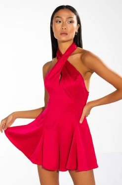 INVITE ONLY SATIN HALTERNECK ROMPER