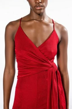 ITS ALL FOR YOU TIE FRONT SLEEVELESS JUMPSUIT -AKIRA Sales Shop its all for you tie front sleeveless jumpsuit red 6 6