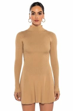 JACIE MOCK COLLAR KNIT MINI DRESS 13 JACIE MOCK COLLAR KNIT MINI DRESS -AKIRA Sales Shop jacie mock collar knit mini dress sand 1 1