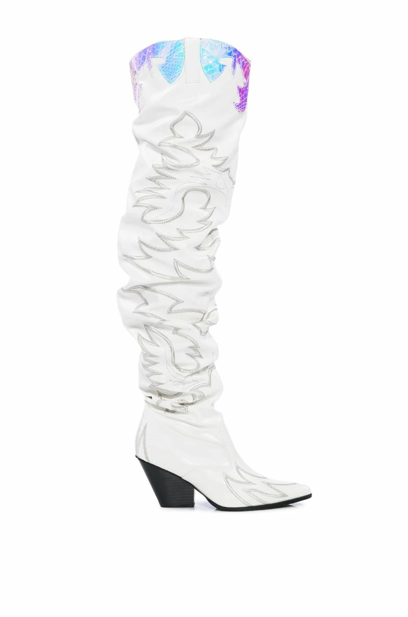 KELSEY OVER THE KNEE WESTERN BOOT IN WHITE - Image 2