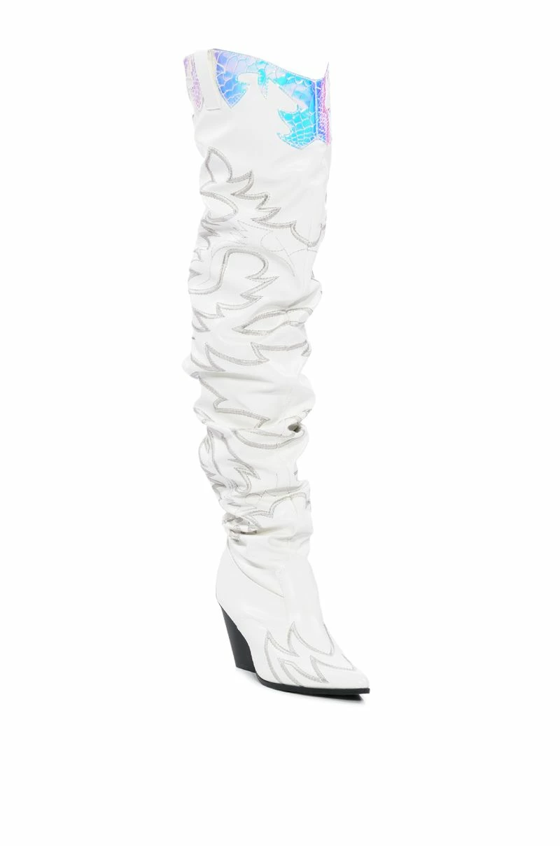 KELSEY OVER THE KNEE WESTERN BOOT IN WHITE - Image 3