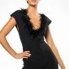 KYANITE FEATHERED ROMPER -AKIRA Sales Shop kyanite feathered romper black 1 1