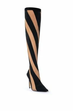 LILITH MESH THIGH HIGH BOOT IN BLACK -AKIRA Sales Shop lilith mesh thigh high boot in black black 3 3 c1
