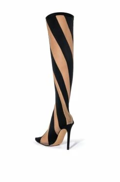 LILITH MESH THIGH HIGH BOOT IN BLACK -AKIRA Sales Shop lilith mesh thigh high boot in black black 4 4 c1