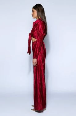 LIMITLESS OVERSIZED SATIN JUMPSUIT -AKIRA Sales Shop limitless oversized satin jumpsuit red 3 3