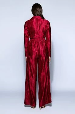 LIMITLESS OVERSIZED SATIN JUMPSUIT -AKIRA Sales Shop limitless oversized satin jumpsuit red 4 4