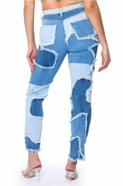 LITTLE BIT OF FUN FRAYED RELAXED FIT JEANS -AKIRA Sales Shop little bit of fun frayed relaxed fit jeans light blue denim 3 3