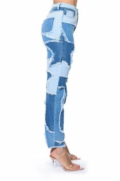 LITTLE BIT OF FUN FRAYED RELAXED FIT JEANS -AKIRA Sales Shop little bit of fun frayed relaxed fit jeans light blue denim 6 6