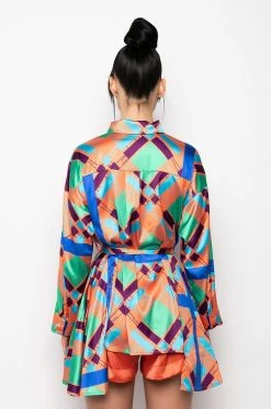 LIVE IT UP BUTTON UP MINI DRESS 12 LIVE IT UP BUTTON UP MINI DRESS -AKIRA Sales Shop live it up button up mini dress orange multi 5 5