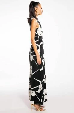 LOVE BLOOMS BELTED WIDE LEG JUMPSUIT 9 LOVE BLOOMS BELTED WIDE LEG JUMPSUIT -AKIRA Sales Shop love blooms belted wide leg jumpsuit black white 3 3