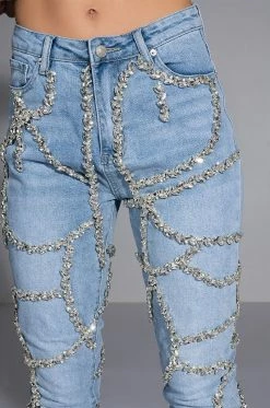 MAKE A WISH RHINESTONE HIGH WAISTED SKINNY JEAN 29 MAKE A WISH RHINESTONE HIGH WAISTED SKINNY JEAN -AKIRA Sales Shop make a wish rhinestone high waisted skinny jean light blue denim 14 14
