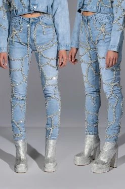 MAKE A WISH RHINESTONE HIGH WAISTED SKINNY JEAN 18 MAKE A WISH RHINESTONE HIGH WAISTED SKINNY JEAN -AKIRA Sales Shop make a wish rhinestone high waisted skinny jean light blue denim 3 3