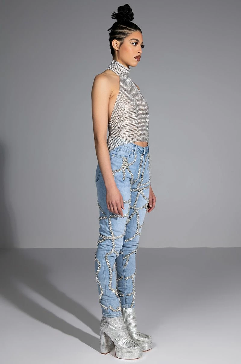 MAKE A WISH RHINESTONE HIGH WAISTED SKINNY JEAN 8 MAKE A WISH RHINESTONE HIGH WAISTED SKINNY JEAN - Image 6
