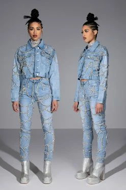 MAKE A WISH RHINESTONE HIGH WAISTED SKINNY JEAN 23 MAKE A WISH RHINESTONE HIGH WAISTED SKINNY JEAN -AKIRA Sales Shop make a wish rhinestone high waisted skinny jean light blue denim 8 8