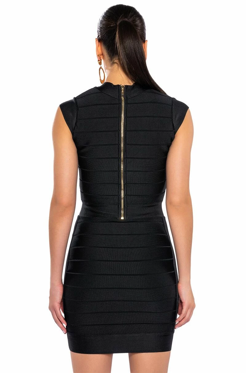 MILA CAP SLEEVE BANDAGE MINI DRESS IN BLACK - Image 6