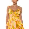 MY OWN STRIDE PATTERNED MINI ROMPER -AKIRA Sales Shop my own stride patterned mini romper yellow multi 1 1