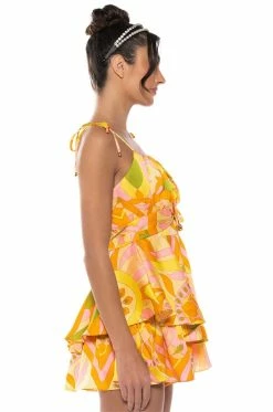 MY OWN STRIDE PATTERNED MINI ROMPER -AKIRA Sales Shop my own stride patterned mini romper yellow multi 3 3