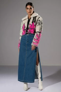 NATALIE DOUBLE SIDE SLIT DENIM SKIRT -AKIRA Sales Shop natalie double side slit denim skirt medium blue denim 3 3