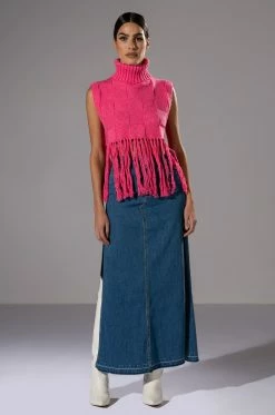NATALIE DOUBLE SIDE SLIT DENIM SKIRT -AKIRA Sales Shop natalie double side slit denim skirt medium blue denim 4 4