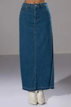 NATALIE DOUBLE SIDE SLIT DENIM SKIRT -AKIRA Sales Shop natalie double side slit denim skirt medium blue denim 5 5