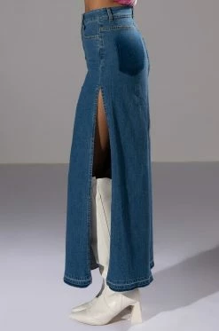NATALIE DOUBLE SIDE SLIT DENIM SKIRT -AKIRA Sales Shop natalie double side slit denim skirt medium blue denim 6 6