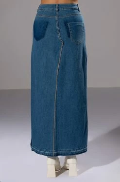 NATALIE DOUBLE SIDE SLIT DENIM SKIRT -AKIRA Sales Shop natalie double side slit denim skirt medium blue denim 7 7