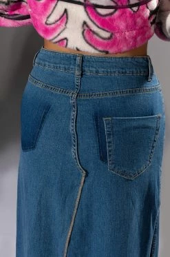 NATALIE DOUBLE SIDE SLIT DENIM SKIRT -AKIRA Sales Shop natalie double side slit denim skirt medium blue denim 8 8