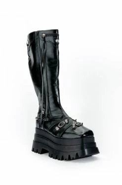 NEW KIDS FLATFORM BOOT IN BLACK -AKIRA Sales Shop new kids flatform boot in black black 4 4