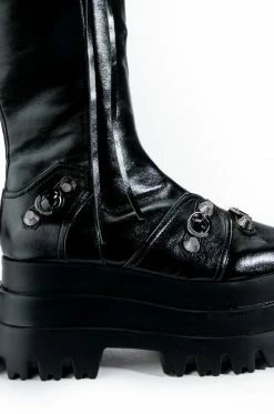 NEW KIDS FLATFORM BOOT IN BLACK -AKIRA Sales Shop new kids flatform boot in black black 6 6