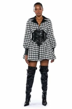 NEW ON THE BLOCK HOUNDSTOOTH MINI DRESS 11 NEW ON THE BLOCK HOUNDSTOOTH MINI DRESS -AKIRA Sales Shop new on the block houndstooth mini dress black white 3 3 c1