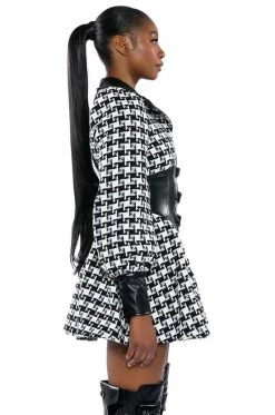 NEW ON THE BLOCK HOUNDSTOOTH MINI DRESS 13 NEW ON THE BLOCK HOUNDSTOOTH MINI DRESS -AKIRA Sales Shop new on the block houndstooth mini dress black white 5 5 c1