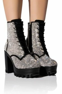 NEW STORY RHINESTONE LACE UP BOOTIE