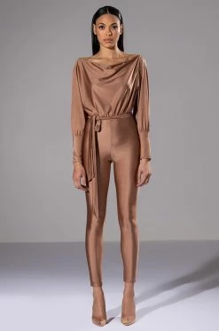 STAR STRETCH TIE FRONT JUMPSUIT