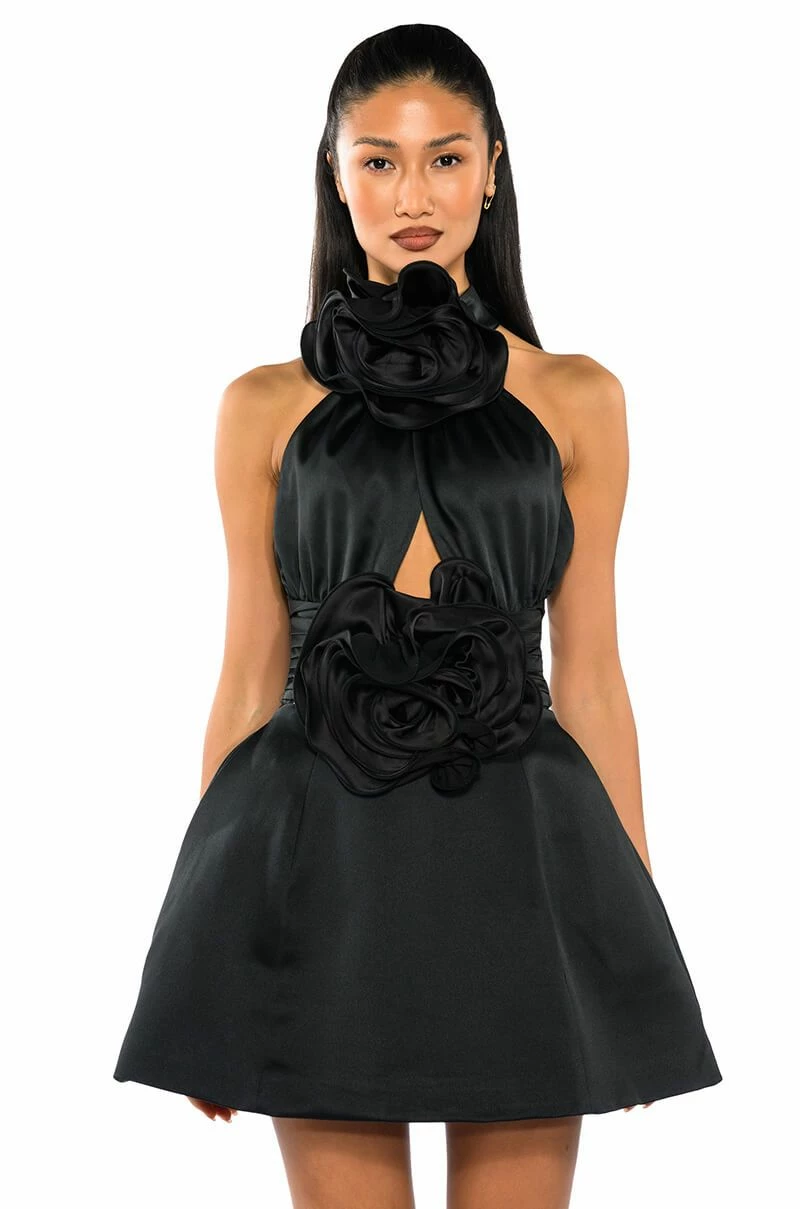 NOT YOUR BABE FLOWER DETAIL FIT AND FLARE MINI DRESS 3 NOT YOUR BABE FLOWER DETAIL FIT AND FLARE MINI DRESS