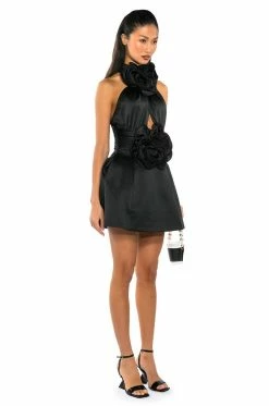 NOT YOUR BABE FLOWER DETAIL FIT AND FLARE MINI DRESS 12 NOT YOUR BABE FLOWER DETAIL FIT AND FLARE MINI DRESS -AKIRA Sales Shop not your babe flower detail fit and flare mini dress black 4 4
