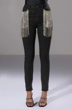 NOTHIN BETTER RHINESTONE POCKET SKINNY JEANS -AKIRA Sales Shop nothin better rhinestone pocket skinny jeans black 3 3 c1 c1