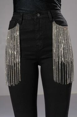 NOTHIN BETTER RHINESTONE POCKET SKINNY JEANS -AKIRA Sales Shop nothin better rhinestone pocket skinny jeans black 6 6 c1 c1