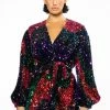 ON MY TIME SEQUIN WRAP MINI DRESS