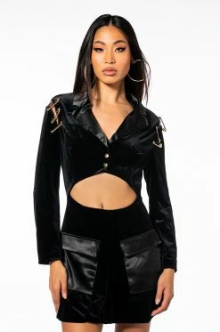 ON MY WAY VELVET CUTOUT LONG SLEEVE MINI DRESS -AKIRA Sales Shop on my way velvet cutout long sleeve mini dress black 3 3